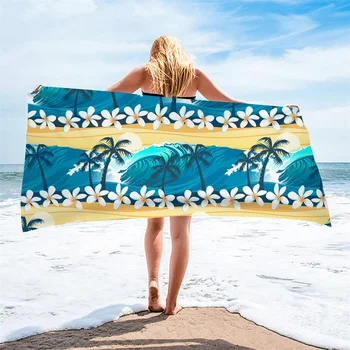 Greitai džiūstantys paplūdimio rankšluosčiai Havajų jūros palmių ir plumeria gėlių raštas Greitas sausas plaukimas Kelioniniai rankšluosčiai Vonia Dušas Moterų dovanos