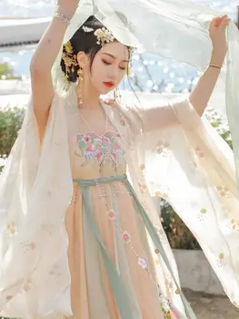 Hanfu Kinija Senoviniai tradiciniai drabužiai Komplektas Moteriškas Cosplay kostiumas Laisvos rankovės Fėjų tangų dinastija Hanfu kostiumas