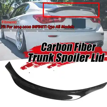 Highkick Duckbill Real Carbon Fiber Car Galinės bagažinės spoilerio sparno dangtis Didelis prailginimas INFINITI Q50 2014-2019 galinio sparno spoileriui