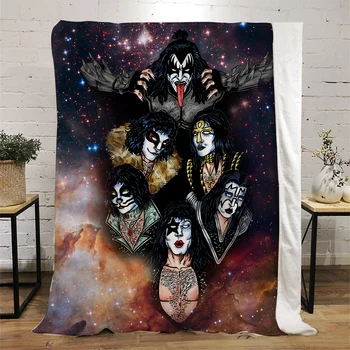 HX Kiss Flanel antklodės Funny 3D Graphic Starry Sky Throw Blanket Keep Warm Plush Quilts Dropshipping