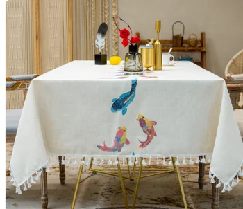 Ilga žakardo staltiesė su spalvingais dryžuotais siuvinėjimais, kalėdinė staltiesė, medvilninė ir lininė staltiesė,