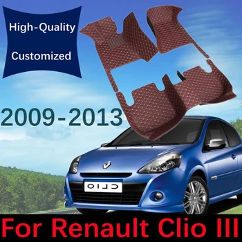 Individualūs odiniai automobilių grindų kilimėliai Renault Euro Clio III Lutecia 2009~2013 Automobilių kilimų kilimėliai Pėdų pagalvėlės Interjero aksesuarai