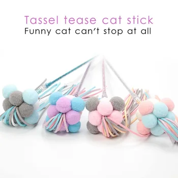 Interaktyvūs kačių žaislai Lazda Kačių meškerė Žaidimas Lazdelė Karoliukai Kačiukas Teaser Stick Žaislai Naminių gyvūnėlių puokštės lazdelė su varpelio katės priedais