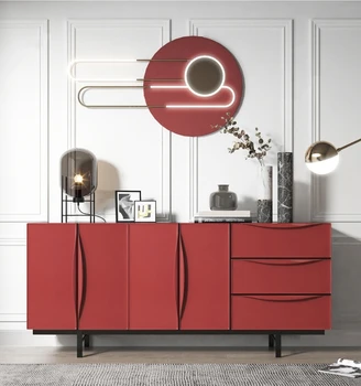 itališka minimalistinė medžio masyvo šoninė spintelė raudona valgomojo šoninė spintelė Prieangio spintelė dekoratyvinė spintelė Dizainerio arbatos spintelė gyvenimas