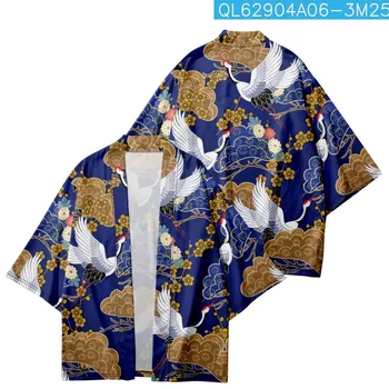 Japoniška palaidinė Yukata Drabužiai Samurajų kranas Spausdinti Megztinis Haori Moterys Vyrai Harajuku Kimono Cosplay topai