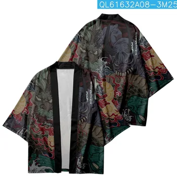 Japoniški gatvės drabužiai Yukata Loose Kimono Men Fashion Cosplay Haori Anime drabužiai