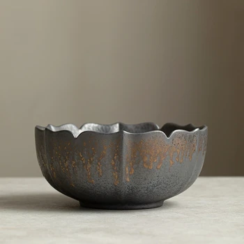 japoniško stiliaus lotoso arbatos plovimas paauksuota šiurkščia keramika Didelis arbatos plovimo rašiklis Plovimas Keramikos arbatos dubuo Zen arbatos ceremonijos priedai