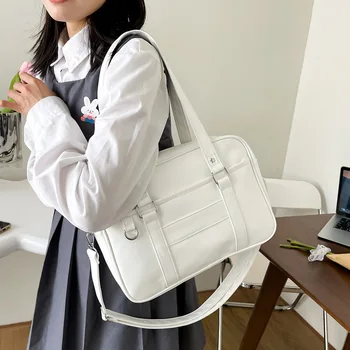 JK uniforminis krepšys Merginos Japonų Kawaii Lolita rankinės Tote krepšys PU odinis grynos spalvos krepšys per petį moterims Naujos kryžminės rankinės