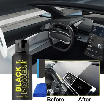 Juodas automobilių apdailos restauratorius Plastikinės odos restauratorius Transporto priemonių valymo produktų atnaujinimas 60ml apdailos dangos purškimo automobilių įrankis