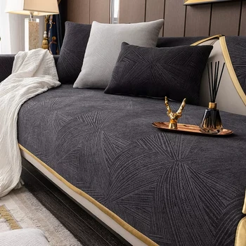 Juodos žakardo sofos pagalvėlės Aukštos kokybės neslystanti sofa Rankšluosčių svetainė 4 metų laikai Sėdynės pagalvėlė Universalus namų apsauginis dangtelis