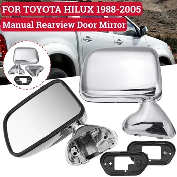 kairė+dešinė automobilio chromo galinio vaizdo veidrodžio šoninių durų veidrodėlių komplektacija, skirta Toyota Hilux 1997-2001 galinio vaizdo veidrodžiui