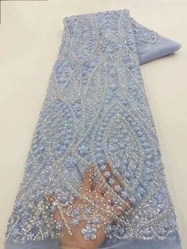 Karštas išpardavimas Naujausias mados dizainas Afrika Aukštos kokybės rankų darbo siuvinėjimo karoliukai su blizgučiais vakarėlių vakarinėms suknelėms XZ