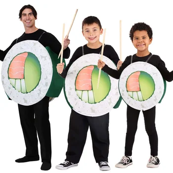 Karštas išpardavimas Skanus maistas Vaidmuo Suši blynai Cosplay skaitmeninio spausdinimo kombinezono kostiumas suaugusiam vaikui Helovinas
