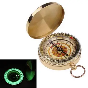 Kišeninio laikrodžio stilius Grynas varinis lauko kempingas Pėsčiųjų navigacinis kompasas su žiedo šviesos funkcija