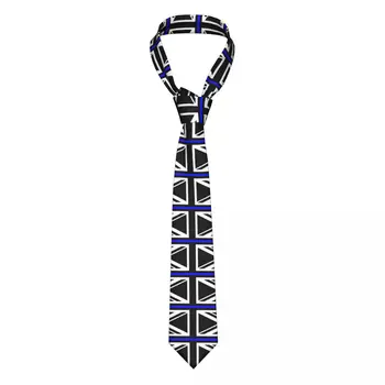 Klasikinis kaklaraištis vyrams Šilkiniai vyriški kaklaraiščiai vestuvių vakarėliui Verslas Suaugusiųjų kaklaraištis Laisvalaikio plona mėlyna linija Vėliava Jungtinės Karalystės kaklaraištis