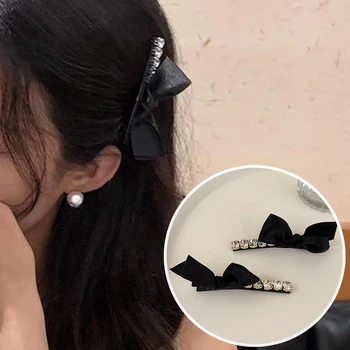 Korėjietiškas juodas lankas plaukų segtukas moterims mergaitėms Saldus kalnų krištolas Duckbilled plaukų segtukas Kirpčiukai Šoninis spaustukas Galvos apdangalai Plaukų aksesuarai