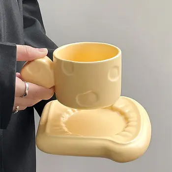 Kūrybinis sūris Kavos puodelis Lėkštė su šaukštu Keraminis vandens puodelis Pagrindinis biuras Latte kavos puodelis Pusryčiai Pieno puodelis Gimtadienio dovana Nauja