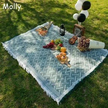 Lauko kempingo pikniko kilimėlis Paplūdimio kilimėliai Ins stiliaus staltiesė Megzti kutai Mesti antklodę sofai Sofa Sofa Lova Namų dekoro kilimas