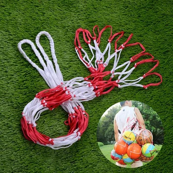 Lauko krepšinio krepšiai Futbolo tinklinis Didelis nailonas raudonas + Baltas pintas tinklinis tinklinis krepšys Sporto aksesuarai