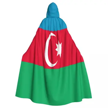 Long Cape Cloak Azerbaidžano vėliava Apsiaustas su gobtuvu Rudens gobtuvai