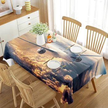Lėktuvo stačiakampė staltiesė Dangus Natūralus peizažas dekoruoti Staltiesė virtuvės valgomajam Susiburkite Pikniko kilimėlis Dekoras