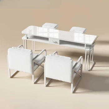 Manikiūras Profesionalūs nagų stalai Prabangus baltas modernus paprastas valiklis Nagų stalai Paprastas biuras Nageltisch Salono baldai MR50NT