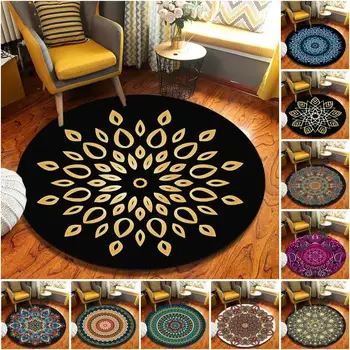Miegamojo grindų kilimėlis Durų kilimėlis Dekoravimo kėdė Gėlių apvalus Mandalos svetainės dekoras