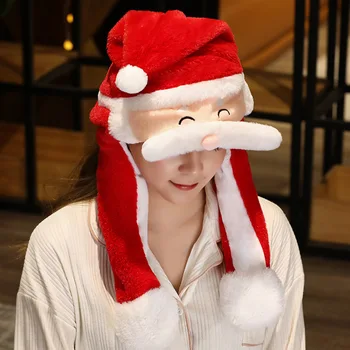 Mielos kalėdinės ausis judinančios šokinėjančios skrybėlės Kalėdų senis Sniego senis Briedis Pliušinė judančių ausų skrybėlė suaugusiems vaikams Kalėdų dovanos