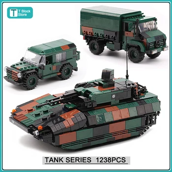Military ww2 Cannon Assault Armored Vehicle Battle Tank Car Truck Army Weapon Building Blocks Sets Model Boys Toys for Kids Gift