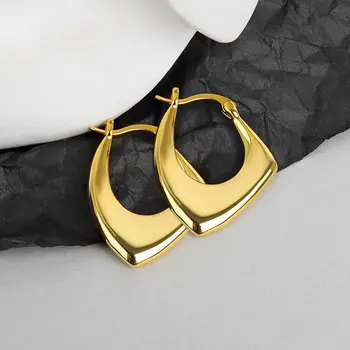 Minimalistiniai sidabro spalvos lankelio auskarai Vintažiniai netaisyklingi geometriniai auskarai moterims Vakarėlių aksesuarai Papuošalų dovana