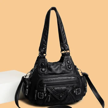 Minkštas PU moteriškas pečių krepšys Naujas aukštos kokybės nešiojamas didelės talpos pagrindinio stiliaus kelių kišenių laisvalaikio moteriškas kryžminis krepšys