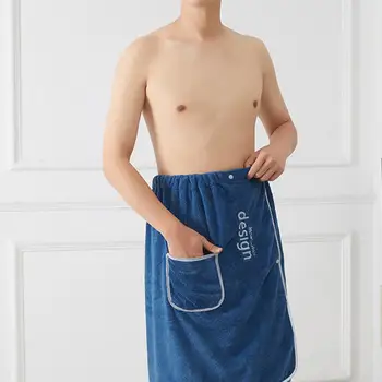 Minkštas sugeriantis vyriškas rankšluostis Greitai džiūstantis vyriškas vonios rankšluosčių įvyniojimas su saugia sagtimi Kišenė sporto salės SPA pirtis Dušo absorbentas vyrams
