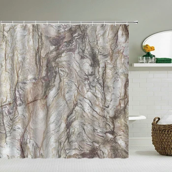 Modernus keraminių plytelių raštas Neperšlampamos vonios užuolaidos Vonios kambario dušo užuolaidos 3D audinio vonios ekranas su kabliukais 180*180cm