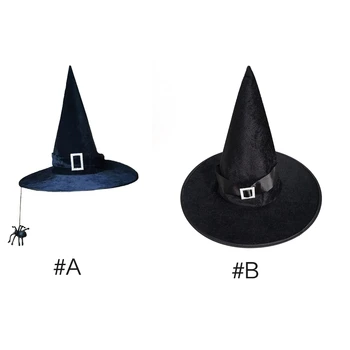 Moterų raganos skrybėlė Helovino kostiumas Deimantinis voras Raganos skrybėlė Juoda smaili kepurė Maskaradas Helovino vakarėlio dekoracijos Dropship