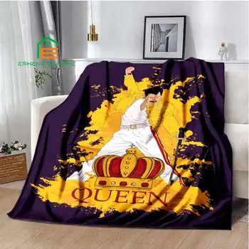 Music Queen Band Pattern Throw Blanket Warm Blanket for Home, Picnic, Travel, Office, Plane for Adults, Kids, Aged 5 Sizes