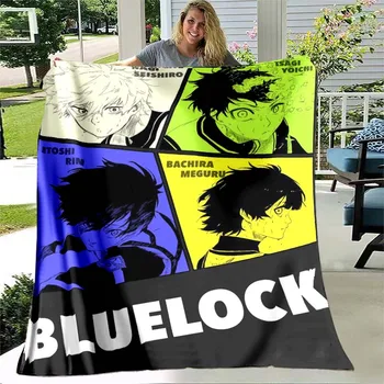 mėlyna futbolo antklodė užrakto antklodė minkšta mesti antklodė lovatiesė Sofa Šildantis užvalkalas Žiemos pavasario vaikai Šeimos dovana Anime Mėlyna