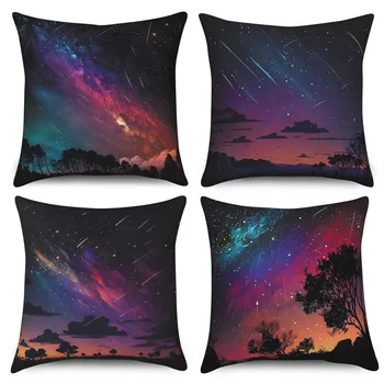 Naktinis dangus Debesų medis Meteor pagalvės užvalkalas Sofa Svetainės pagalvėlės užvalkalas Kvadratinis namų dekoravimas