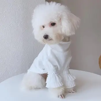 Naminių gyvūnėlių drabužiai Elegantiški nėriniai ilgomis rankovėmis Naminių gyvūnėlių marškiniai Patogus šunų megztinis Išskirtiniai naminių gyvūnėlių reikmenys mažiems šunims Naminių gyvūnėlių drabužiai