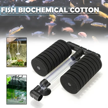 Naujas 1pc žuvų bako filtras Daugkartinio naudojimo akvariumo dviejų galvučių filtras Biocheminis kempinės filtras Plastikinė kempinė Vandens augintiniai Produktai