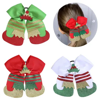 Naujas elastinis ponytail Scrunchie laikiklis Kalėdiniai plaukai Virvės Kaklaraiščiai Merginos blizga Baleto batai Plaukų juostos Vaikų plaukų aksesuarai