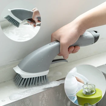 Naujas nešiojamas ilgas neslystantis rankenos valymo šepetys automatinis pridėti ploviklio vandens purškimas Virtuvė Vonios kambario valymo įrankiai