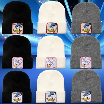 Naujoji Disnėjaus Donaldo Anties šiltos variklio dangčio kepurės Moterys Vienspalvės Mielos Daisy Megztos kepurės Merginos Anime Unisex Kepurės Vaikų gimtadienio Kalėdų dovana