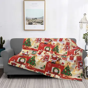 Naujųjų metų sniego senio Kalėdų senelio antklodė Raudona linksmų Kalėdų flanelė mesti antklodes Namų sofa Atspausdinta itin minkšta šilta lovatiesė