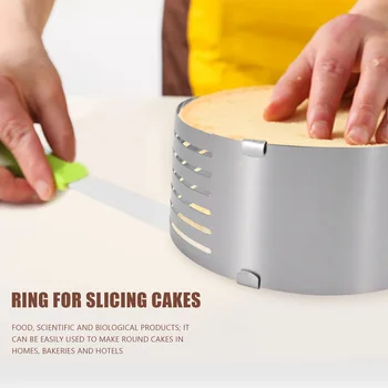 Nerūdijančio plieno tortų žiedų pjaustytuvas, 6 sluoksnių reguliuojama pyrago pjaustyklė, tortų pjaustyklės žiedas
