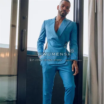 Newst Design suits Men Casual Party Blazer With Pants 2 Pieces Siuvinys Plus Size Vyriškas mados verslo jaunikis Dėvėti smokingą
