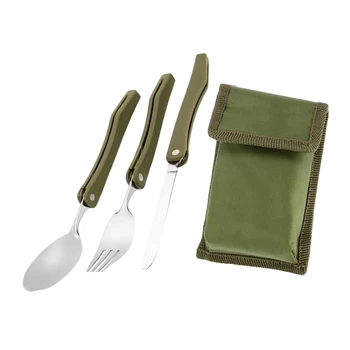 Nešiojami stovyklos stalo įrankių indai vakarienės reikmenims su nešiojimo dėklu Sulankstomi kombinuoti indai viešbučio kelionių restorano lauke