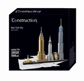 Niujorko architektūra Panorama Statybiniai blokai Rinkinys Bokštas Pastatas Plytos Miesto gatvės vaizdas Surinkti žaislus vaikams Dovanos