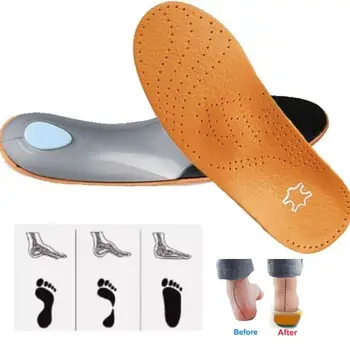 O/X Kojos pataisyti ortopediniai vidpadžiai PU odinis pėdų padas Sportinis batų padas Ortotinis plokščių pėdų sveikatos priežiūros reikmenys