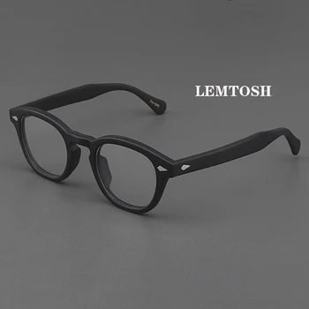 Optiniai akiniai Rėmeliai Vyrai Moterys Johnny Depp LEMTOSH Vintažiniai akiniai Kompiuterio acetato akinių rėmelis vyriškam skaidriam lęšiui