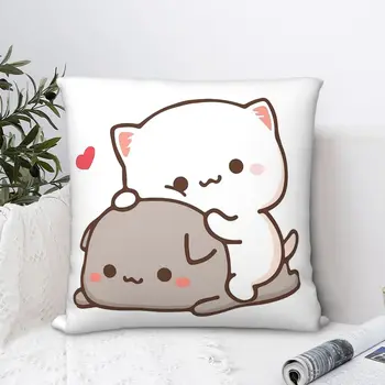 Persikas, sėdintis ant Goma Mochi persikų katės cojines mesti pagalvės dėklo pagalvės užvalkalai Namų sofos kėdės dekoratyvinė kuprinė